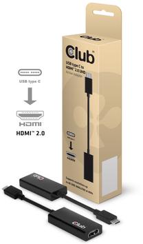 Adapteris Club 3D USB Type-C male, HDMI female, 0.15 m, juoda