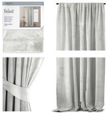 Nakts aizkari, ar atsaitēm AmeliaHome Velvet Pleat, balta krās., 140 cm x 270 cm