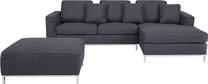Kampinė sofa, su pufu Beliani Oslo, pilka sp., dešininė, 270 x 151 cm x 64 cm