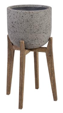 Puķu pods Home4you Sandstone 71851, kompozītmateriāls/koks, Ø 48.5 cm, pelēka krās.