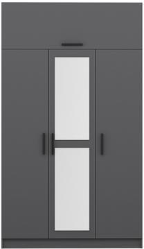 Skapis Kalune Design Minar 3 235, antracīta krās., 52 cm x 135 cm x 235 cm, ar spoguli