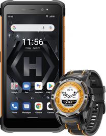 Mobilais telefons un pulkstenis MyPhone Hammer Iron 4 + Watch Plus, 32 GB, melns krās., oranža krās.