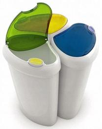 Lauko šiukšliadėžė Kis, mėlyna sp./balta sp./geltona sp., 90 l