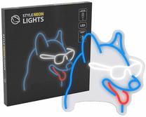 Dekoracija "Šuo" Manta Style Neon Lights su LED apšvietimu, 28 cm, mėlyna sp./balta sp./raudona sp.