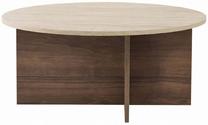 Kavos staliukas Nordure Soleil, riešuto sp./travertine sp., 90 cm x 90 cm x 40 cm