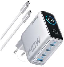 Telefona lādētājs Anker B2697G41, USB Type A/3 x USB Type-C, pelēka krās., 140 W