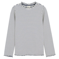Футболка с длинными рукавами, классическая, для девочек Cool Club Stripes CCG2721673, белый цв./серый цв., 146 см