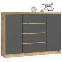 Komoda Akord Furniture Factory, ąžuolo sp./pilka sp., 99 cm x 138 cm x 40 cm