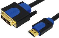 Vads Logilink HDMI to DVI HDMI-A 19 pin male, DVI-D male, 3 m, zila krās.