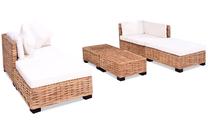 Āra mēbeļu komplekts VLX Sofa Set, krēmkrāsas krās./brūns krās., 4 sēdvietas