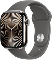 Viedais pulkstenis Apple Watch Series 10 GPS + Cellular 42mm Stone Grey Sport Band M/L, dabīgs titāns krās.