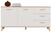 Komoda Olympo 2D3S, balta sp./artisan oak sp., 75 cm x 150 cm x 40 cm