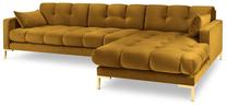 Kampinė sofa Micadoni Home Mamaia Velvet, geltona sp., dešininė, 293 x 185 cm x 75 cm