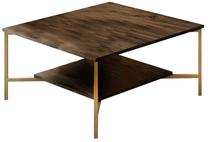 Kavos staliukas Kalune Design Gold Line, juoda sp./riešuto sp., 80 cm x 80 cm x 40 cm