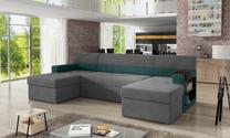 Kampinė sofa Markos Mat Velvet 85, Mat Velvet 75, žalia sp./pilka sp., dešininė, 159 x 310 cm x 90 cm