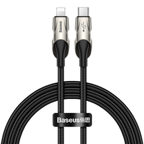 Kabelis Baseus Fish Eye CATLYY-01, Lightning/USB Type-C, 100 cm, juoda sp., 18 W
