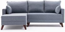 Kampinė sofa Hanah Home Bella Soft Mini, mėlyna sp., kairinė, 205 x 140 cm x 85 cm