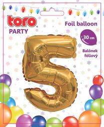 Folijas balons cipars 5, zelta krās.