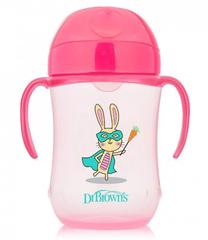Puodelis su snapeliu Dr. Brown's Soft Spout, 270 ml, 9 mėn., plastikas, rožinė sp.