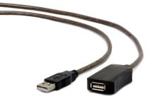 Vads Gembird USB 2.0 A male, USB 2.0 A female, 15 m, melna krās.