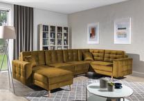 Kampinė sofa Asgard U Monolith 48, geltona sp., 202 x 326 cm x 93 cm