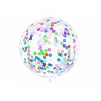 Balons apaļš PartyDeco Confetti, caurspīdīga krās./daudzkrāsaina