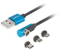 Kabelis Lanberg USB - Micro-USB/Lightning/USB-C USB, Micro-USB/Lightning/USB-C, 1 m, zila krās./melna krās.