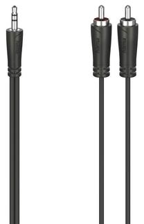 Kabelis Hama 3.5mm - 2 x RCA 3.5 mm male, 2 x RCA male, 5 m, melna krās.