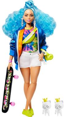 Lėlė Mattel Barbie Extra Doll With Skateboard & Kittens GRN30, 29 cm