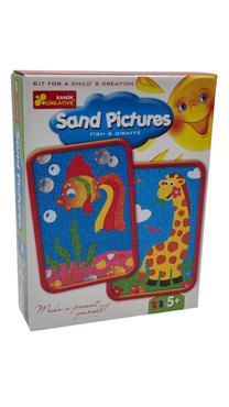 Krāsošana ar smiltīm, dzīvnieki Ranok Creative Sand Pictures Fish & Giraffe, zila krās./sarkana krās./dzeltena krās., 20 x 3.5 cm