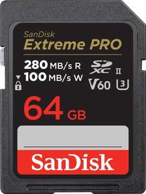 Atminties kortelė SanDisk Extreme Pro, 64 GB, 280 Mb/s - 100 Mb/s