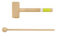 Attīstoša rotaļlieta Wooden Balls With A Hammer, 13.5 cm, dzeltens krās./koka krās./zila krās., 5 gab.