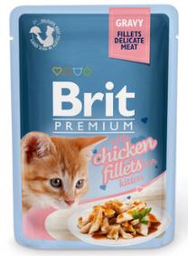 Mitrā kaķu barība Brit Premium Chicken Fillets In Gravy For Kitten, vistas gaļa, 0.085 kg