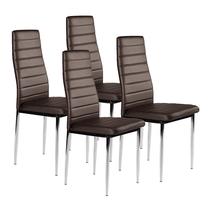 Kėdžių rinkinys ModernHome DC855-C-4, matinė, ruda sp./chromo sp., 49 cm x 42 cm x 98 cm, 4 vnt.