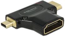 Adapteris Delock HDMI-micro to HDMI-mini to HDMI Mini HDMI male, Micro HDMI male, juoda sp.