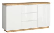 Komoda Erla KOM2D2S, ąžuolo sp./balta sp., 88.5 cm x 41 cm x 158 cm