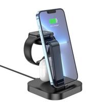 Belaidis įkroviklis Hoco CW43 3 in 1, USB-C, juoda sp.