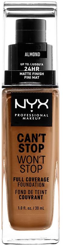 Skystas makiažo pagrindas NYX Professional Makeup Can't Stop Won't Stop, ruda sp., 15.3 almond, 30 ml