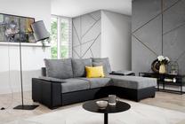 Kampinė sofa Lusso Omega 13, Soft 11, juoda sp./pilka sp., 160 x 245 cm x 90 cm
