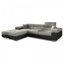 Kampinė sofa Armando Berlin 01, Soft 11, pilka sp./tamsiai ruda sp., kairinė, 280 x 205 cm x 90 cm