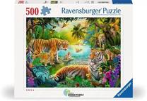 Dėlionė Ravensburger Tiger family In Oasis, 36 cm x 49 cm, 500 vnt., įvairių spalvų