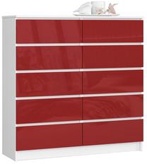 Komoda Akord K120, balta sp./raudona sp., 121 cm x 120 cm x 40 cm
