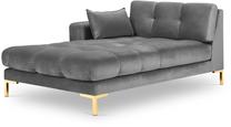 Sofa Micadoni Home Mamaia Velvet Chaise Longue, šviesiai pilka sp., kairinė, 185 x 102 cm x 75 cm