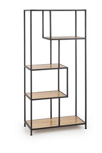 Lentyna REG-18, ąžuolo/juoda, 70 cm x 33 cm x 143 cm