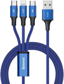 Telefono įkroviklis Baseus CAJS000003, Lightning/Micro USB/USB/USB Type-C, 120 cm, mėlyna sp.
