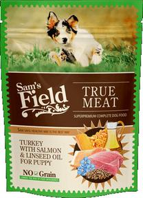 Mitrā barība (konservi) suņiem Sam's Field True Meat Turkey With Salmon & Linseed Oil, tītara gaļa/lasis, 0.26 kg