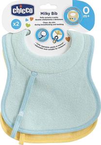 Lācīte zīdainim Chicco Milky Bib CHI000115, zila krās./dzeltena krās., tekstilmateriāls, 0 mēn., 2 gab.