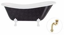 Vanna, brīvi novietots Besco Otylia Glam, 160 cm x 77 cm x 69.5 cm, ovāla, zelta krās./balta krās.