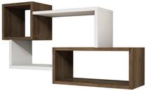 Sieninė lentyna Kalune Design Afro 835PUQ1602, balta sp./riešuto sp., 51 cm x 20 cm x 90.6 cm