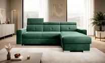 Kampinė sofa Fresia Lukso 35, žalia sp., dešininė, 176 x 247 cm x 104 cm
